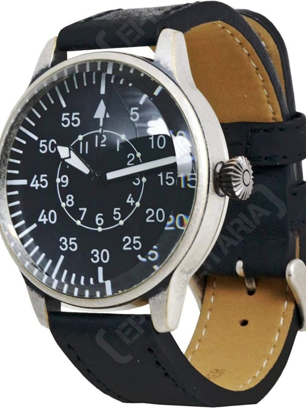 Vintage Aviator Watch Black Dial Quartz Men's Pilot WWII Wristwatch, Retro Style